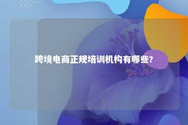 跨境电商正规培训机构有哪些? 正规的跨境电商培训