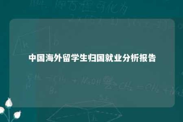 中国海外留学生归国就业分析报告 中国海外留学生归国就业分析报告书